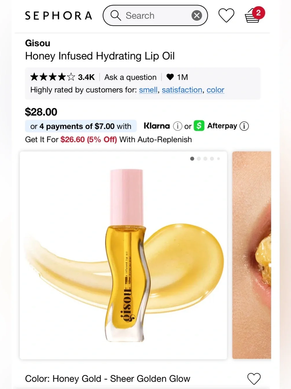 Gisou Honey Gold Honey Infused Lip Oil - Gold